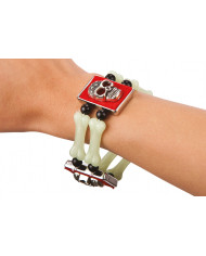Armband mit Knochen GID nachtleuchtend und Totenköpfen aus Metall in