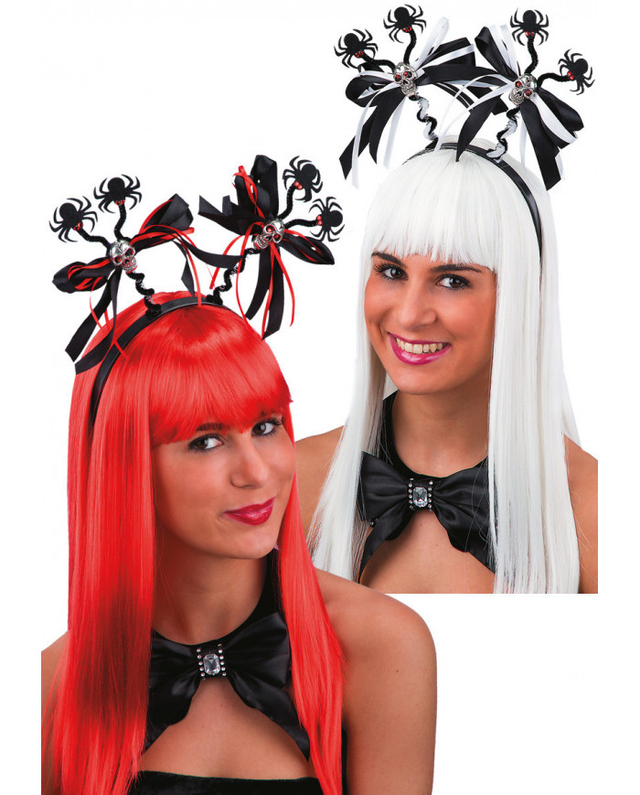 Diadema con calaveras de metal y adornos de colores surtidos con
