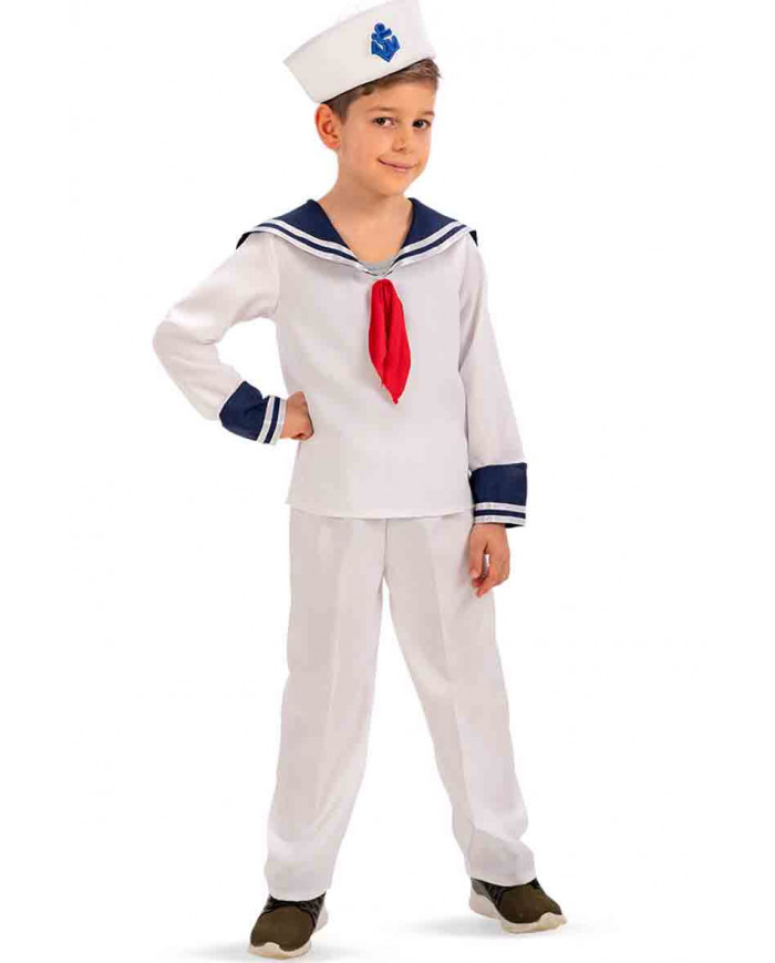 Sailor costume for kid made up of canvas shirt, trousers and
