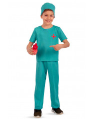 Surgeon costume for kid with canvas shirt, trousers and