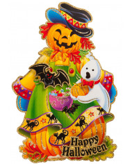 Póster espantapájaros de papel en relieve con purpurina de unos 50x38