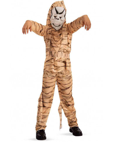 Mummy costume for kid composed of stretch fabric tunic and