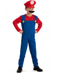 Mechanic costume for kid composed of stretch fabric suit with
