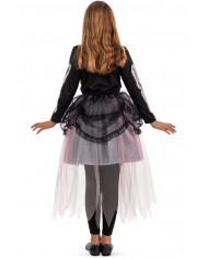 Skeleton bride costume for kid with stretchy fabric dress and