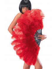 Extra Luxury Ostrich Red Feathers Fan