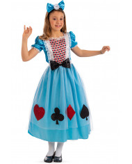 Costume da Alice per bambina. Un abito in tessuto azzurro con
