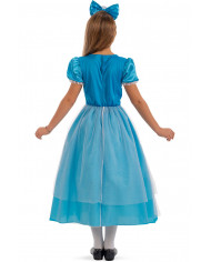 Costume da Alice per bambina. Un abito in tessuto azzurro con