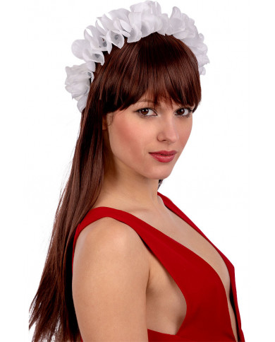 Headband with white flowers, which forms an elegant crown