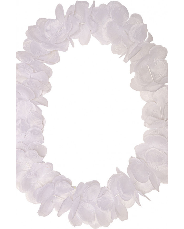 White flower necklace in plastic fabric, suitable for hen