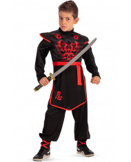 Samurai costume for kid with jumpsuit in stretchy fabric.