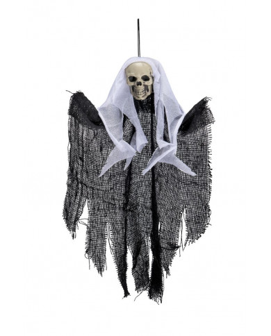 Hanging skeleton with black tunic, high 3 cm., suitable as a
