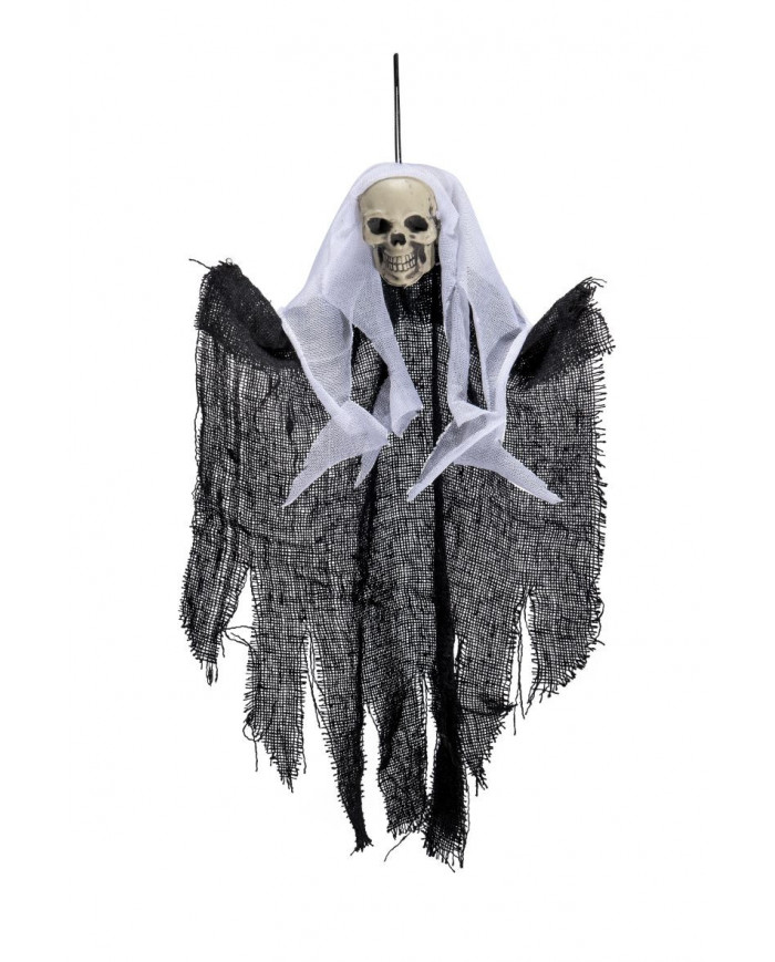 Hanging skeleton with black tunic, high 3 cm., suitable as a