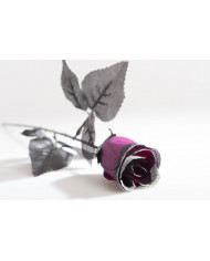 Purple rose in plasticized fabric with glitter. For a corpse