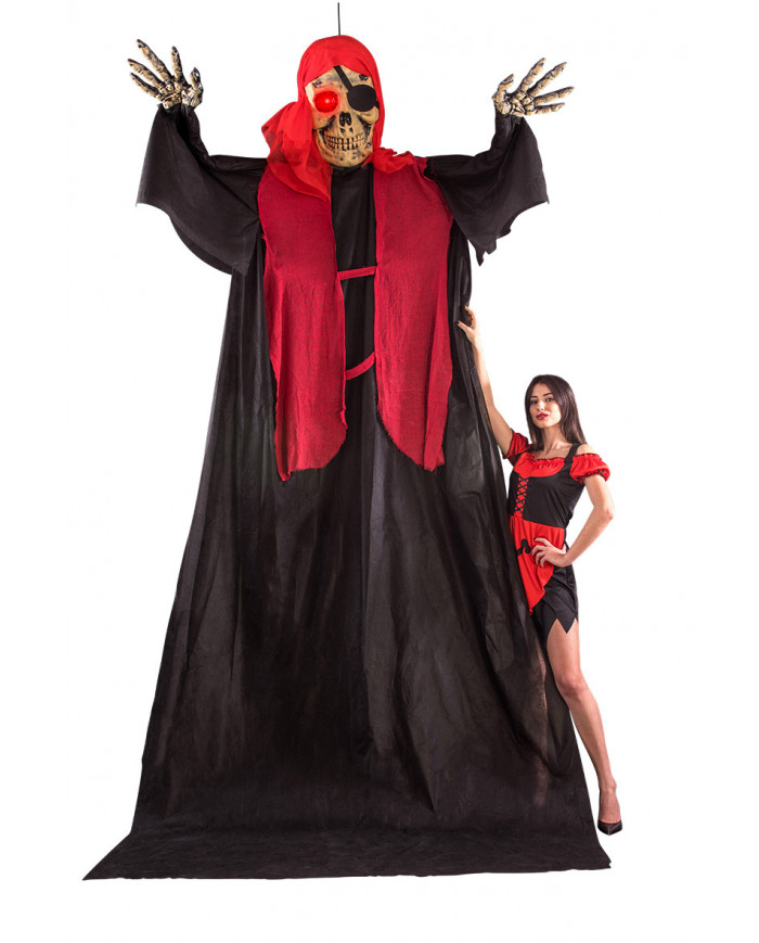 Giant pirate skeleton with tunic and lighting eye to hang with