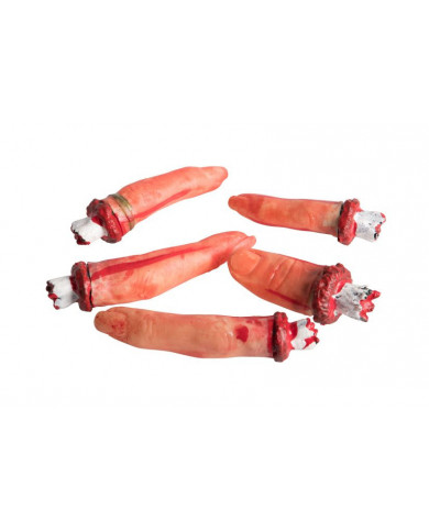 5 plastic severed fingers for macabre jokes and decorating