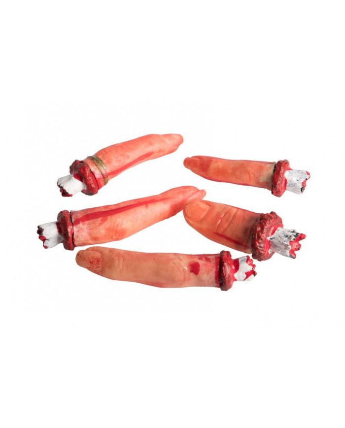 5 plastic severed fingers for macabre jokes and decorating