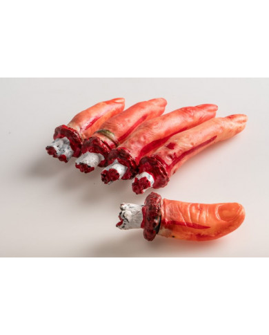 5 plastic severed fingers for macabre jokes and decorating