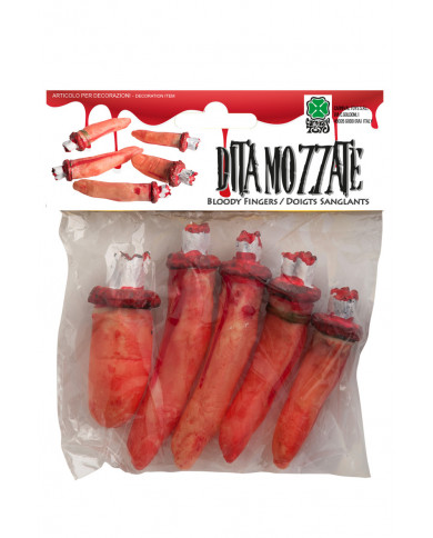 5 plastic severed fingers for macabre jokes and decorating
