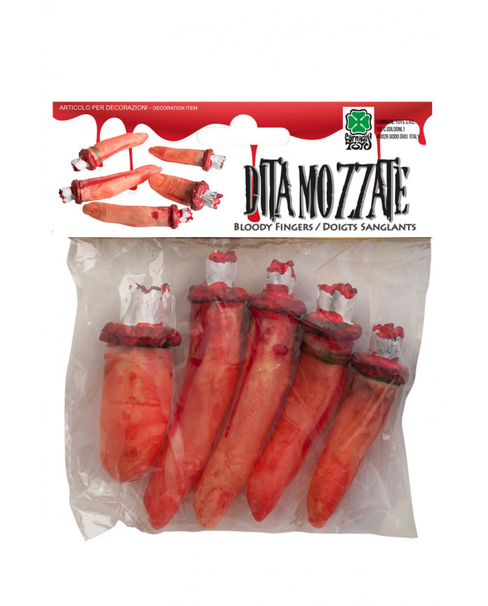5 plastic severed fingers for macabre jokes and decorating