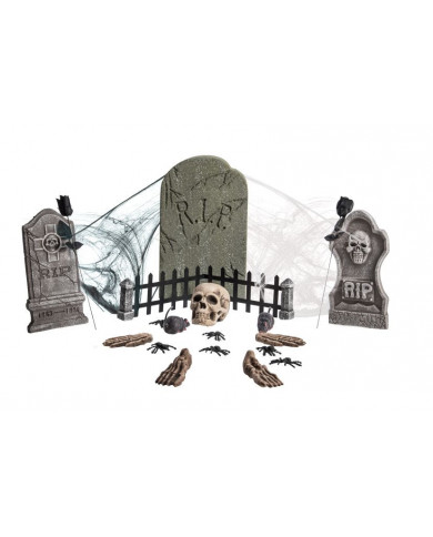 Cemetery set consisting of 24 pieces for a disturbing scenery