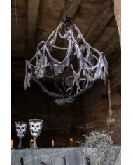 Hanging spiderweb with spider and lights, high cm.75, a