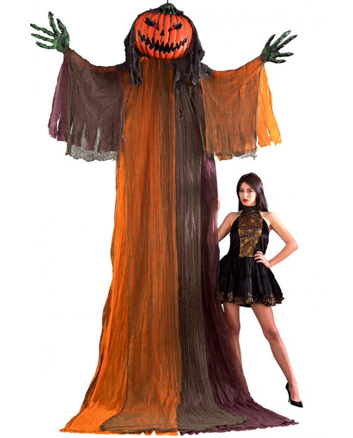 Giant pumpkin monster with tunic and lighting eyes to hang with