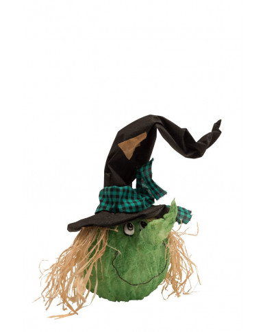 Green latex foam pumpkin with modelable hat and lights, high Green latex foam pumpkin with modelable hat and lights, high