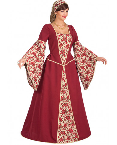 Eleonora historical brocade dress with hat, wire hoop for skirt.