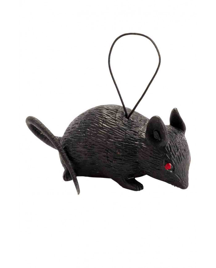 Black little mouse long cm.4, with red eyes and hook for