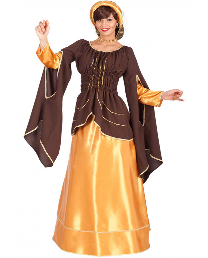 Arianna historical satin dress with hat.