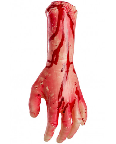 Plastic bloody hand of realistic dimensions, length cm.33.