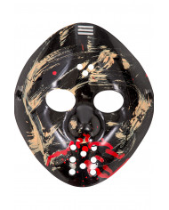 A horror set consisting of a hockey mask and a bloody knife in