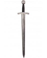 Plastic sword with black handle and silver blade. Ideal for