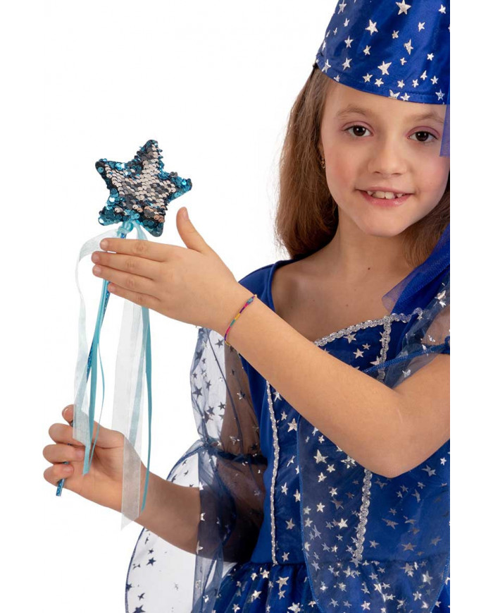 Fairy wand decorated with reversible sequins in assorted colors
