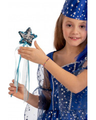 Fairy wand decorated with reversible sequins in assorted colors