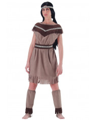 Costume da squaw in taglia adulto in vellutino beige e marrone