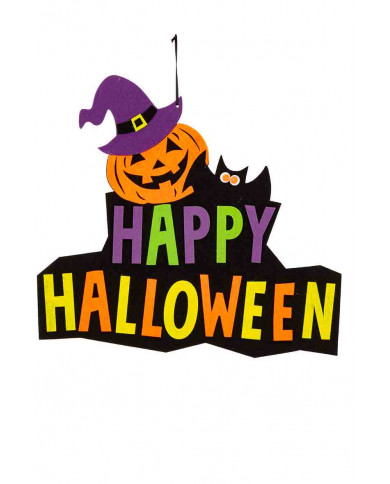 Felt hanging decoration with the inscription HAPPY HALLOWEEN Felt hanging decoration with the inscription HAPPY HALLOWEEN