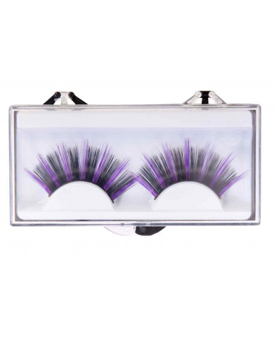 Adhesive eyelashes in assorted colors black/purple and