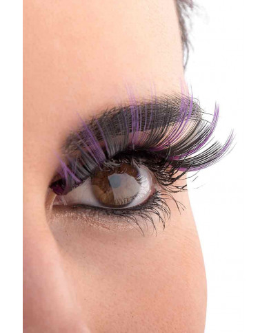 Adhesive eyelashes in assorted colors black/purple and Adhesive eyelashes in assorted colors black/purple and