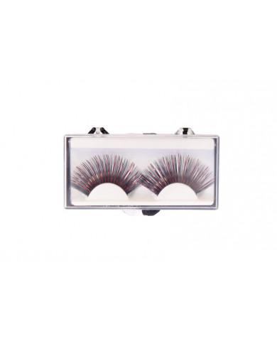 Metallized black and red long adhesive eyelashes, suitable for