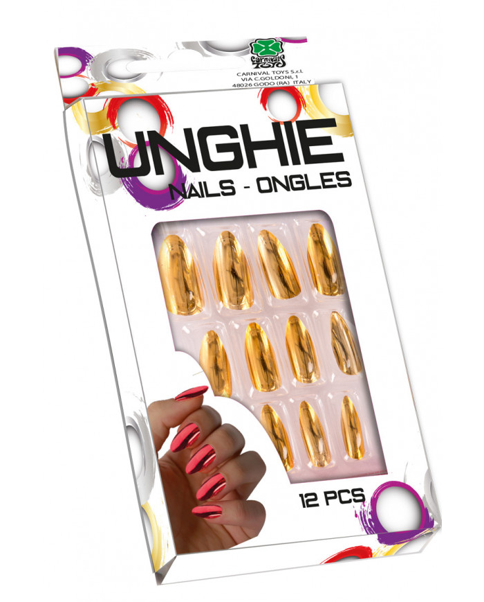 12 golden metallic nails, of great visual effect, to complete a