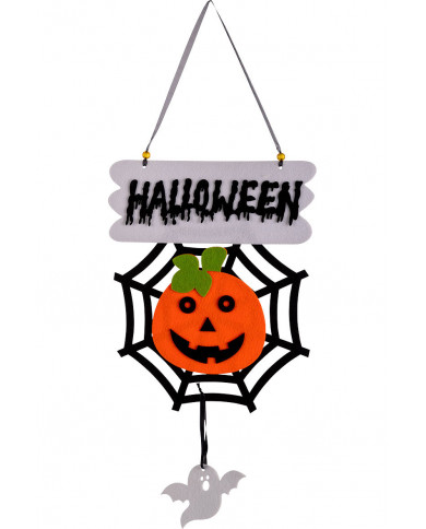 Hanging felt spiderweb with pumpkin applied, nice decoration Hanging felt spiderweb with pumpkin applied, nice decoration