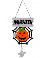 Hanging felt spiderweb with pumpkin applied, nice decoration Hanging felt spiderweb with pumpkin applied, nice decoration