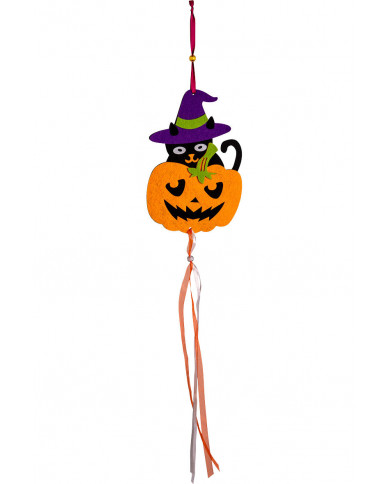 Felt hanging Halloween decoration consisting of pumpkin and Felt hanging Halloween decoration consisting of pumpkin and