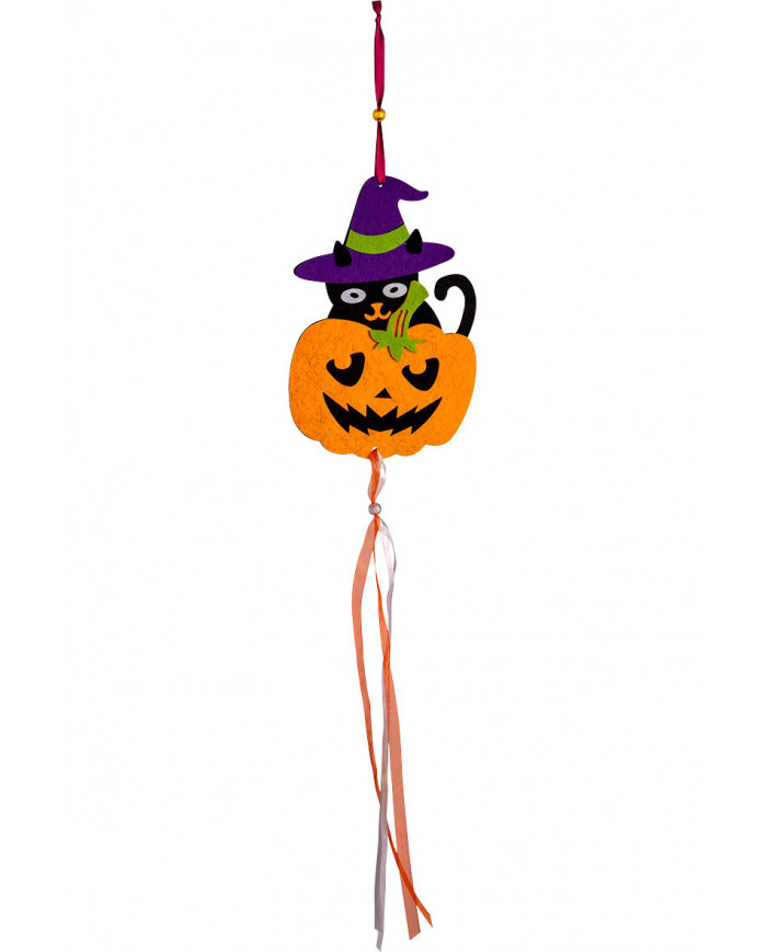 Felt hanging Halloween decoration consisting of pumpkin and Felt hanging Halloween decoration consisting of pumpkin and