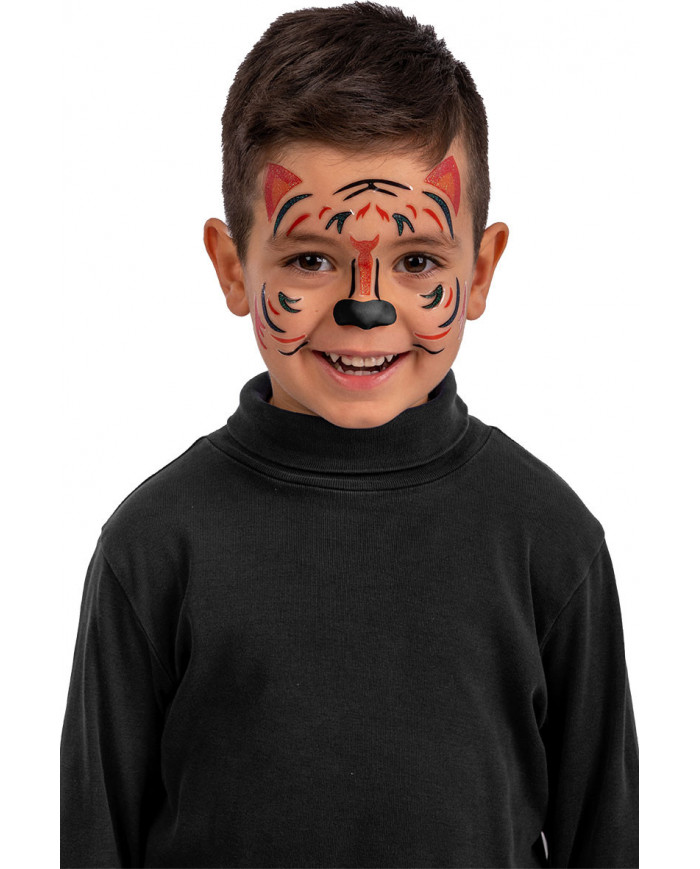 Adhesive decorations for face, a perfect and fast tiger make up!