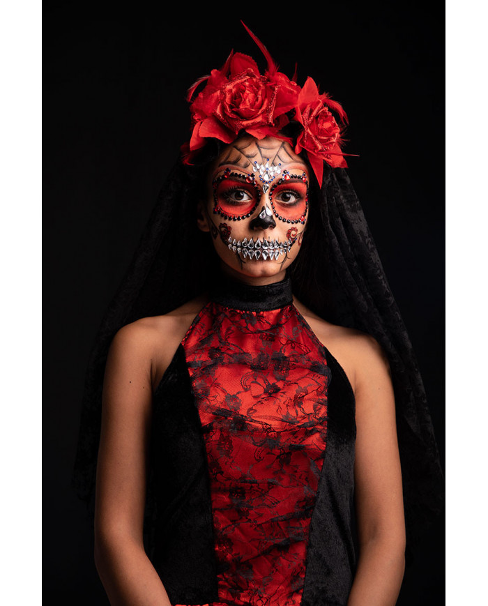 Adhesive face decorations, to complete the skull make up with Adhesive face decorations, to complete the skull make up with