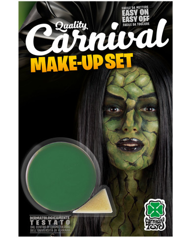 Green face paint in jar of gr.1 oil-based, non-toxic and easy