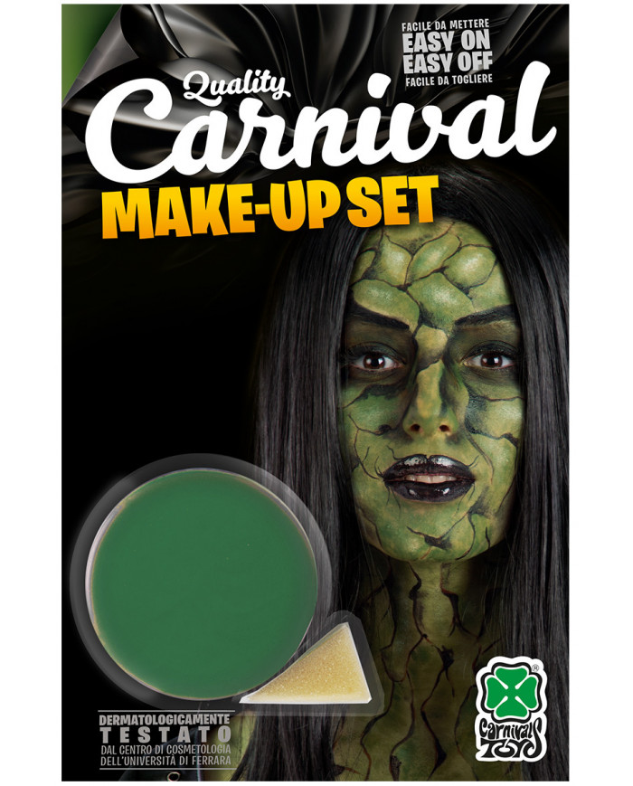 Green face paint in jar of gr.1 oil-based, non-toxic and easy