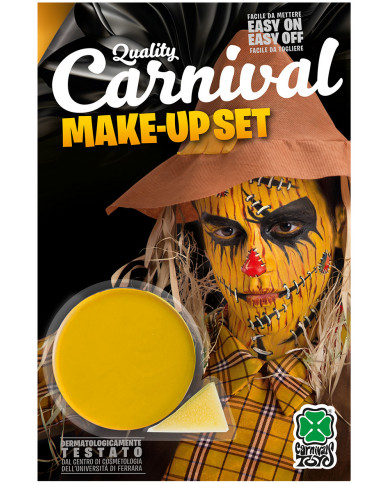 Yellow face paint in jar of gr.1 oil-based, non-toxic and easy
